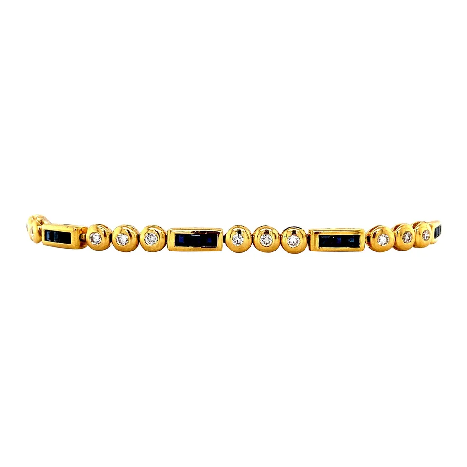 Vintage 18K Gold Bracelet with Sapphire and Diamond