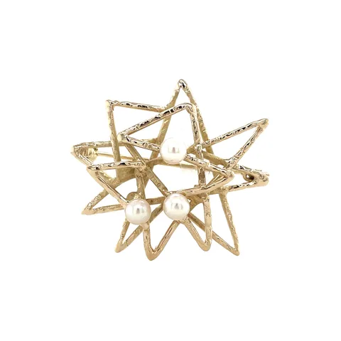 Vintage 14K Gold Brooch with Pearl