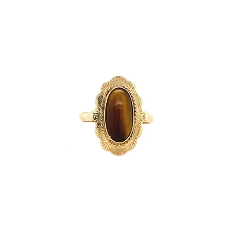 Vintage 14K Gold Ring with Tiger's Eye