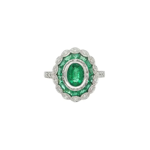Vintage 14K Gold Ring with Emerald and Diamond