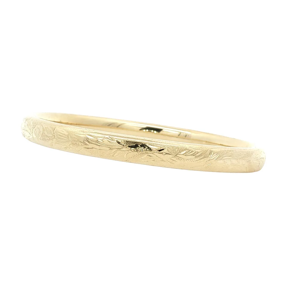 Vintage 14K Gold Bangle with Engraving