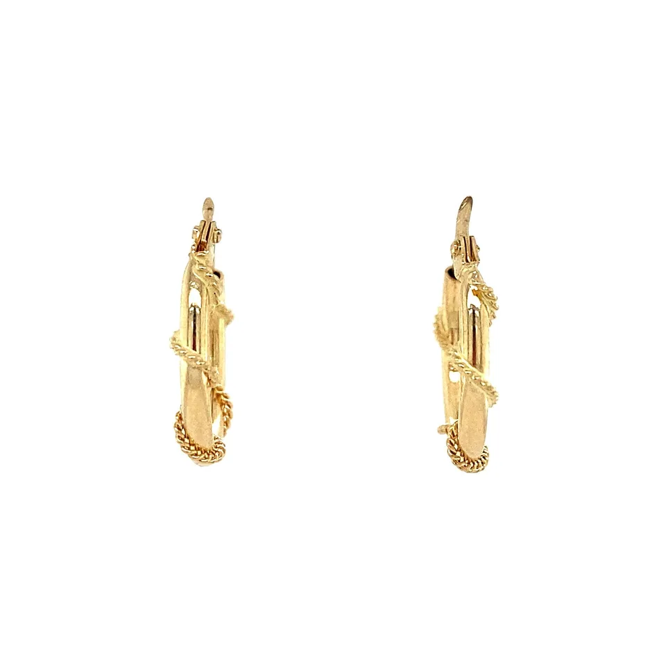 Vintage 14K Gold Hoop Earrings Fancy