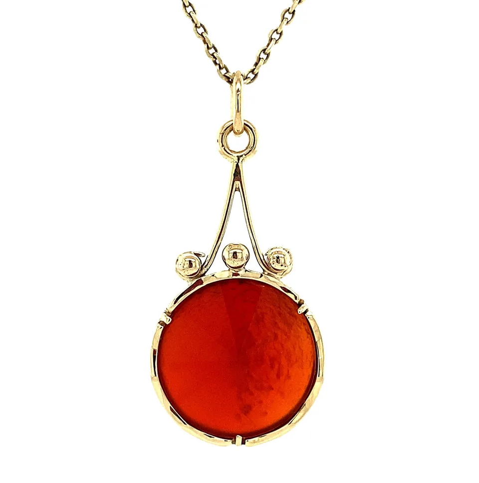 Vintage 12K Gold Pendant with Carnelian