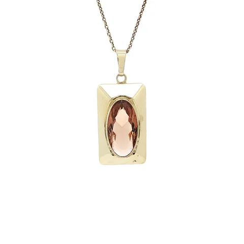 Vintage 8K Gold Pendant with Colored Stone