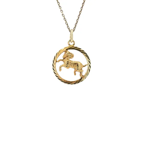 Vintage 14K Gold Ram Zodiac Pendant