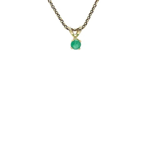 Vintage 14K Gold Solitaire Pendant with Emerald