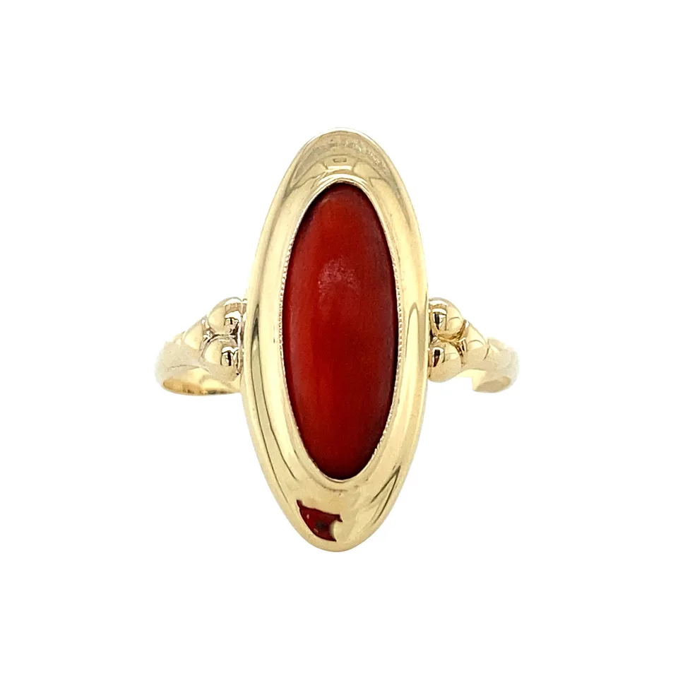 Vintage 14K Gold Ring with Red Coral