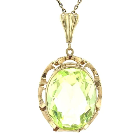 Vintage 14K Gold Pendant with Green Spinel