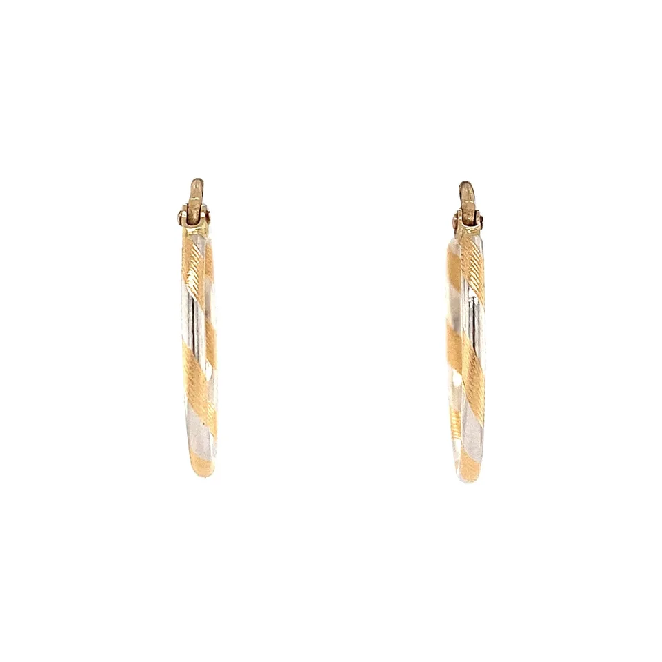 Vintage 14K Two Tone Gold Hoop Earrings
