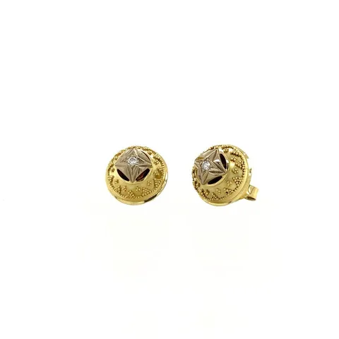 Vintage 14K Gold Stud Earrings with Diamond