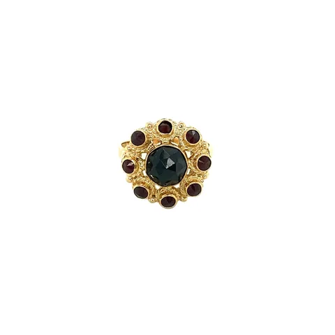 Vintage 14K Gold Cluster Ring with Garnet