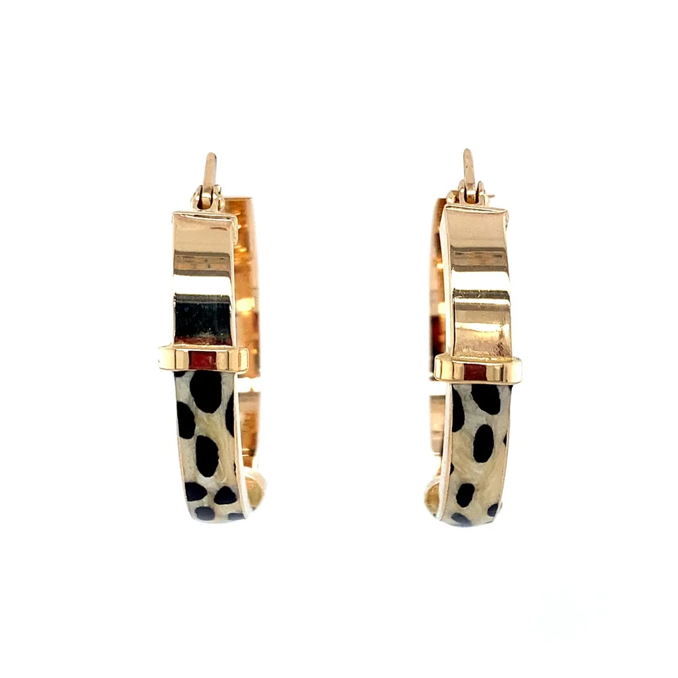 Vintage 8K Gold Hoop Earrings with Enamel