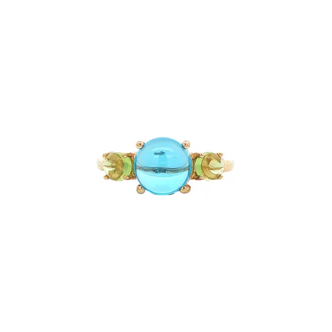 Vintage 14K Gold Ring with Topaz and Peridot