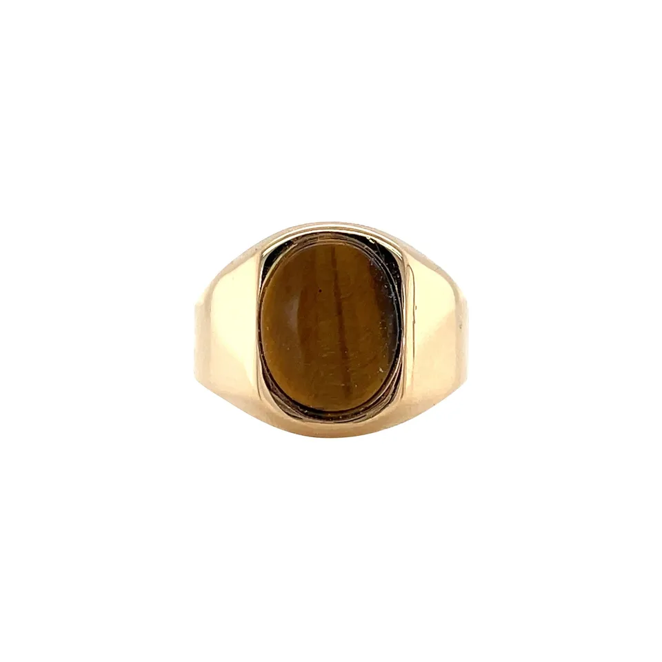 Vintage 14K Gold Signet Ring with Tiger's Eye
