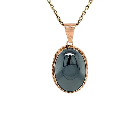 Vintage 14K Rose Gold Pendant with Hematite