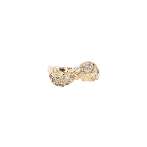 Vintage 14K Gold Bow Ring with Diamond
