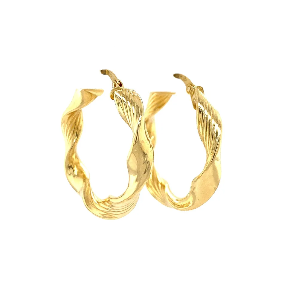 Vintage 18K Gold Fancy Hoop Earrings