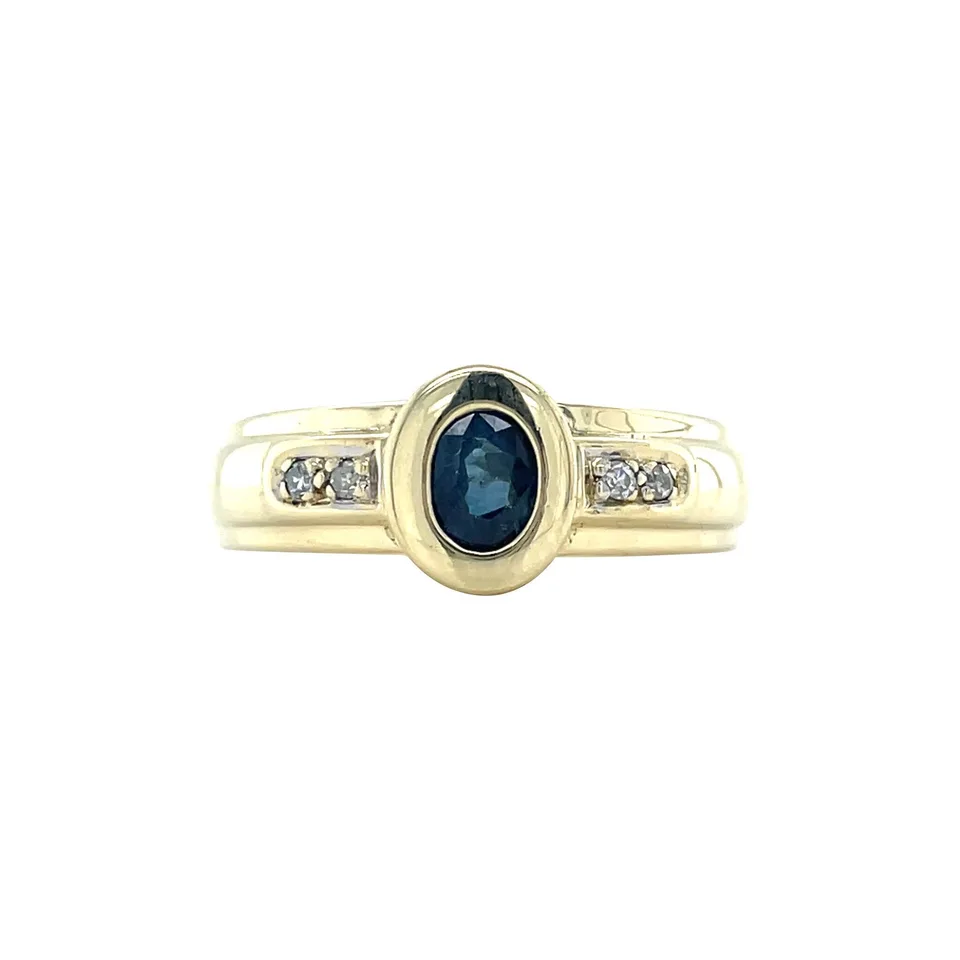 Vintage 14K Gold Ring with Sapphire and Diamond