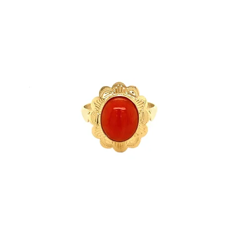 Vintage 14K Gold Ring with Red Coral