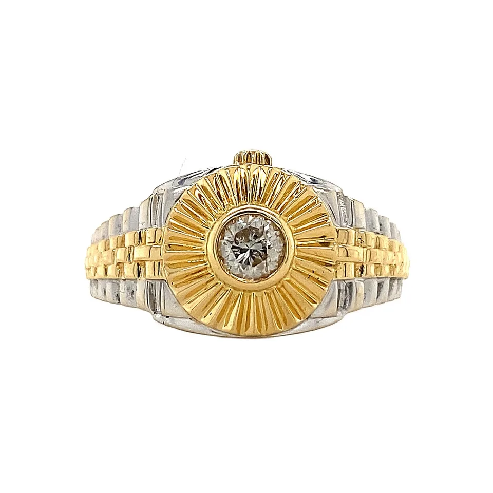 Vintage 18K Two Tone Gold Ring with Diamond