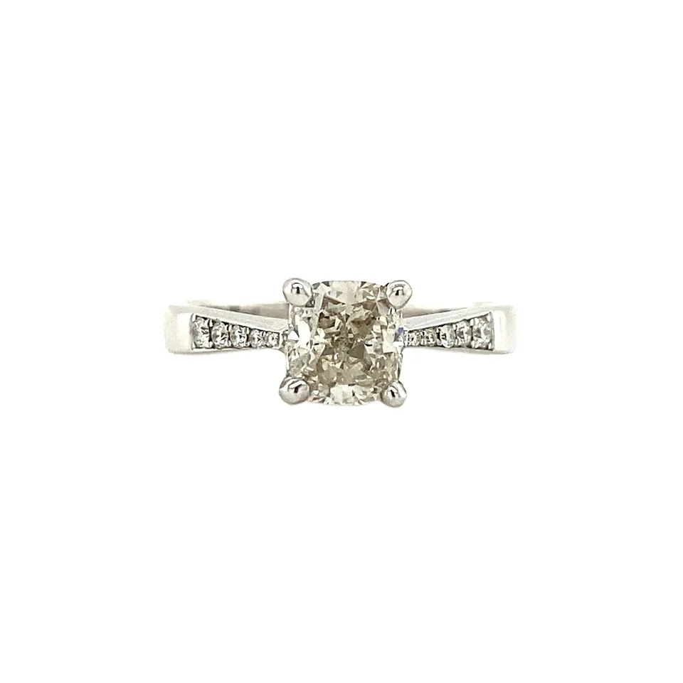 Vintage White Gold Ring with Diamond 18 Nieuw