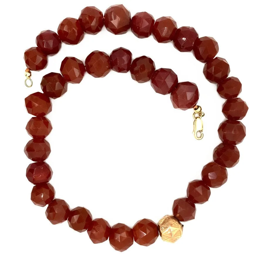 Vintage Carnelian Necklace with 14K Gold Clasp