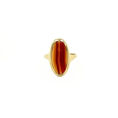 Vintage 14K Gold Ring with Banded Agate