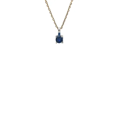 Vintage 14K White Gold Pendant with Sapphire