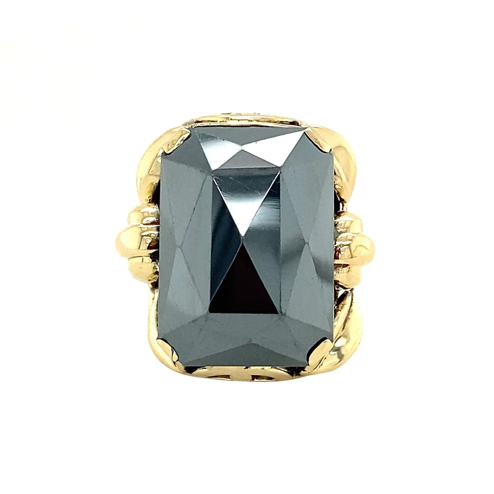 Vintage 14K Gold Ring with Hematite