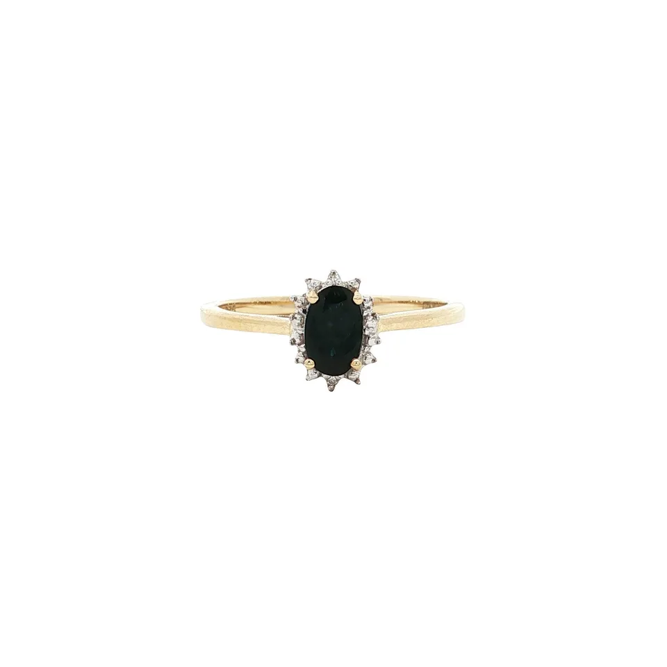 Vintage 9K Gold Ring with Sapphire and Diamond