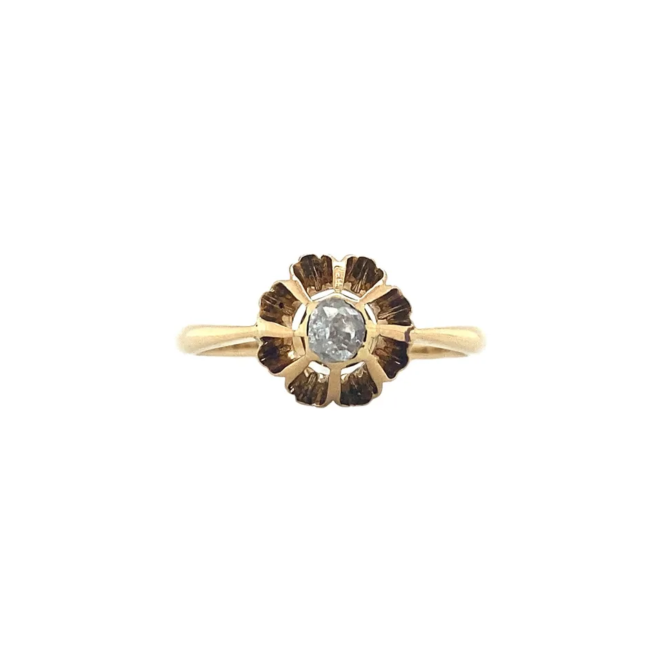 Vintage 14K Gold Ring with Rose Cut Diamond