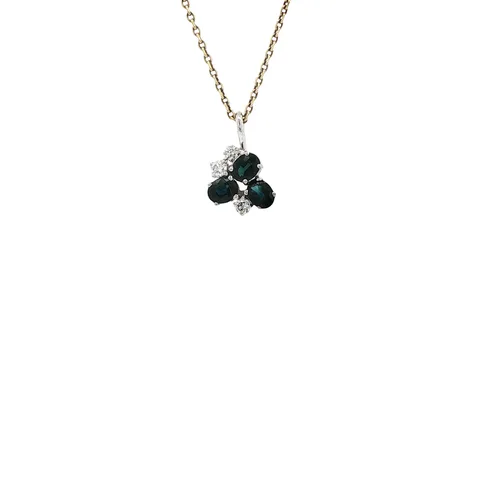 Vintage 14K White Gold Pendant with Sapphire and Diamond