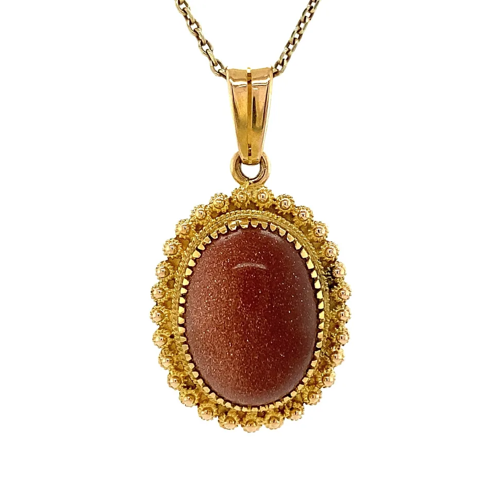 Vintage 14K Gold Pendant with Goldstone