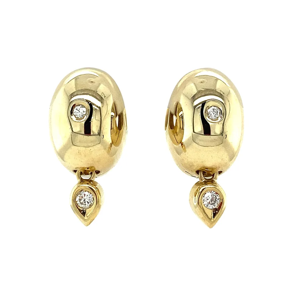 Vintage 14K Gold Hoop Earrings with Diamond