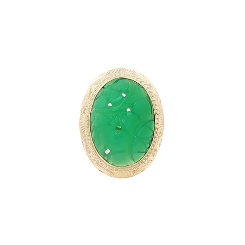 Vintage 14K Gold Ring with Chrysoprase