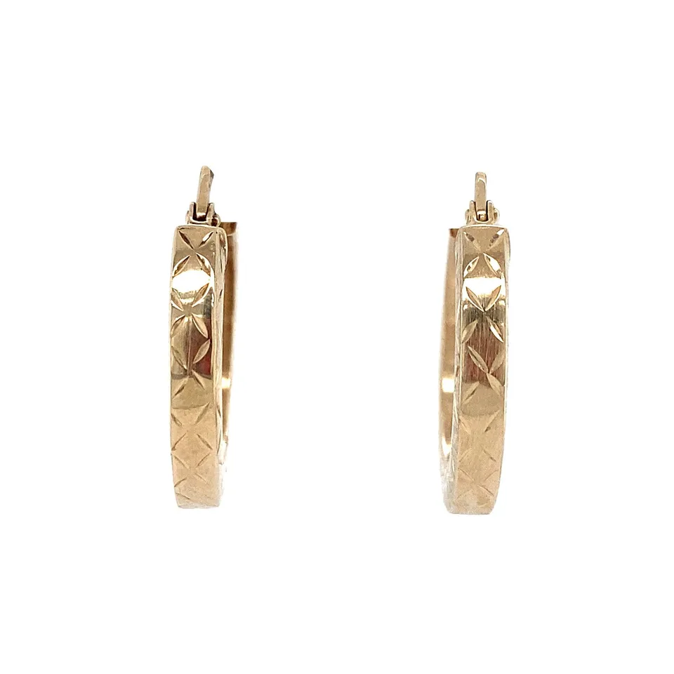 Vintage 14K Gold Fancy Hoop Earrings