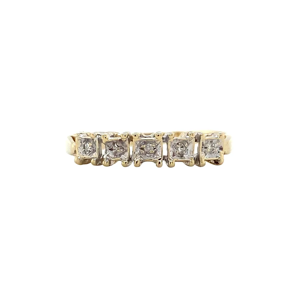 Vintage 14K Gold Half Eternity Ring with Diamond