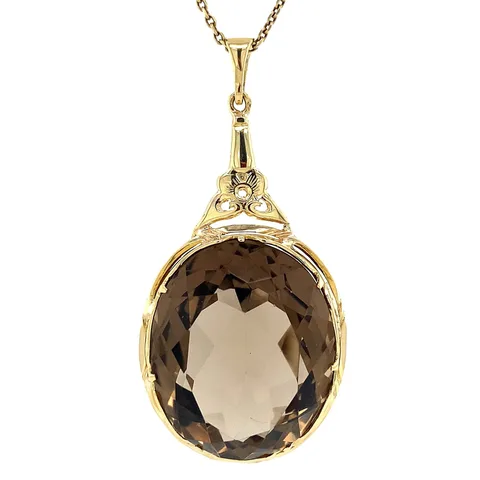 Vintage 14K Gold Pendant with Smoky Quartz