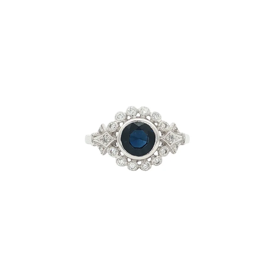 Vintage 14K Gold Ring with Sapphire and Diamond