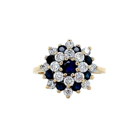 Vintage 14K Gold Ring with Sapphire and Cubic Zirconia