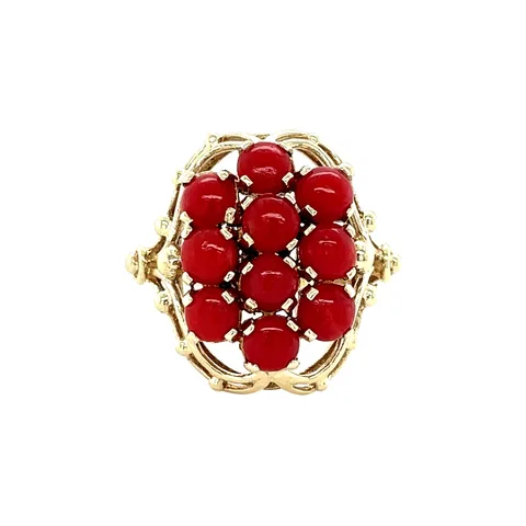 Vintage 14K Gold Ring with Red Coral