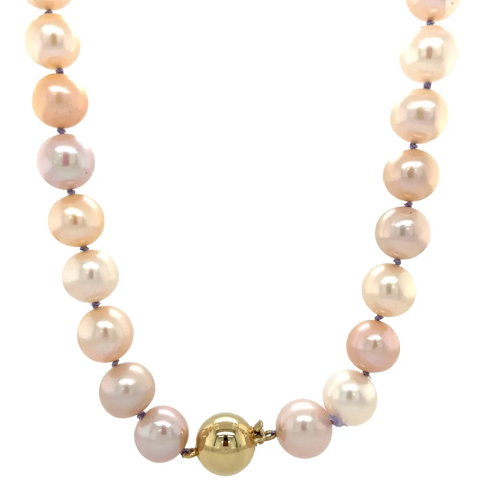 Vintage Pearl Necklace with 14K Gold Ball Clasp