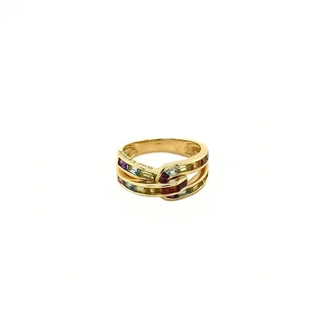Vintage Guy Laroche 18K Gold Rainbow Ring