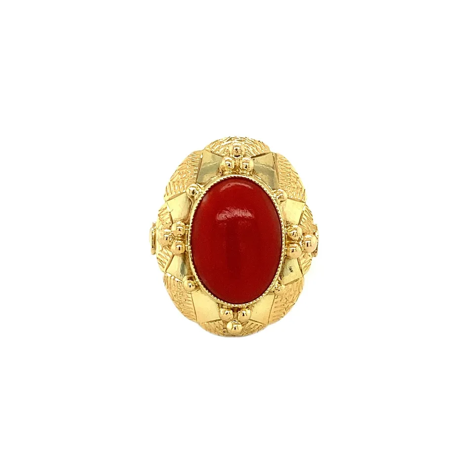 Vintage 14K Gold Ring with Red Coral