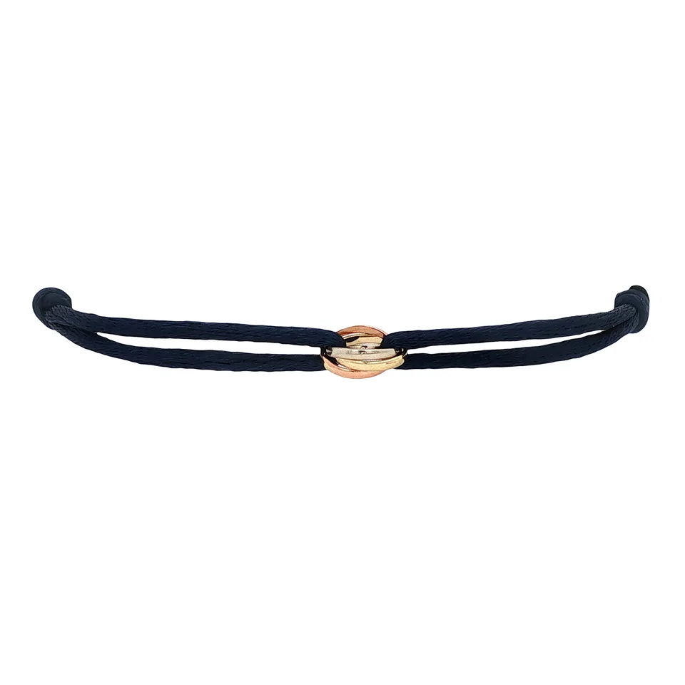 Vintage Satin 14K Gold Bracelet with Trinity Link