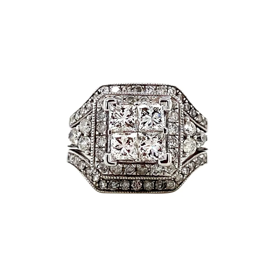 Vintage 14K White Gold Ring with Diamond