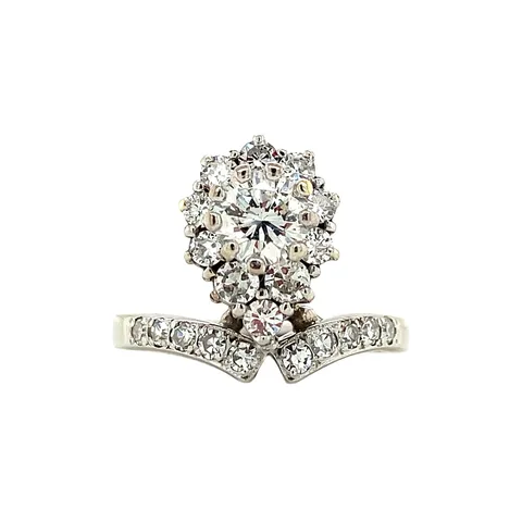 Vintage 18K White Gold Ring with Diamond