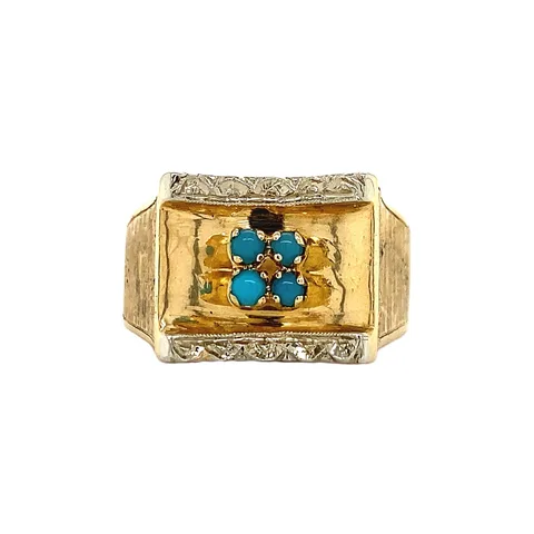 Vintage 18K Gold Ring with Turquoise