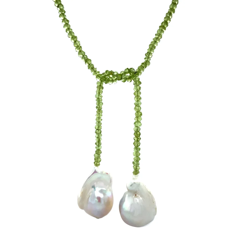 Vintage Peridot Necklace with Pearl