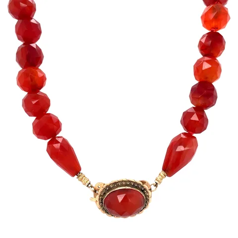 Vintage Carnelian Necklace with 14K Gold Clasp